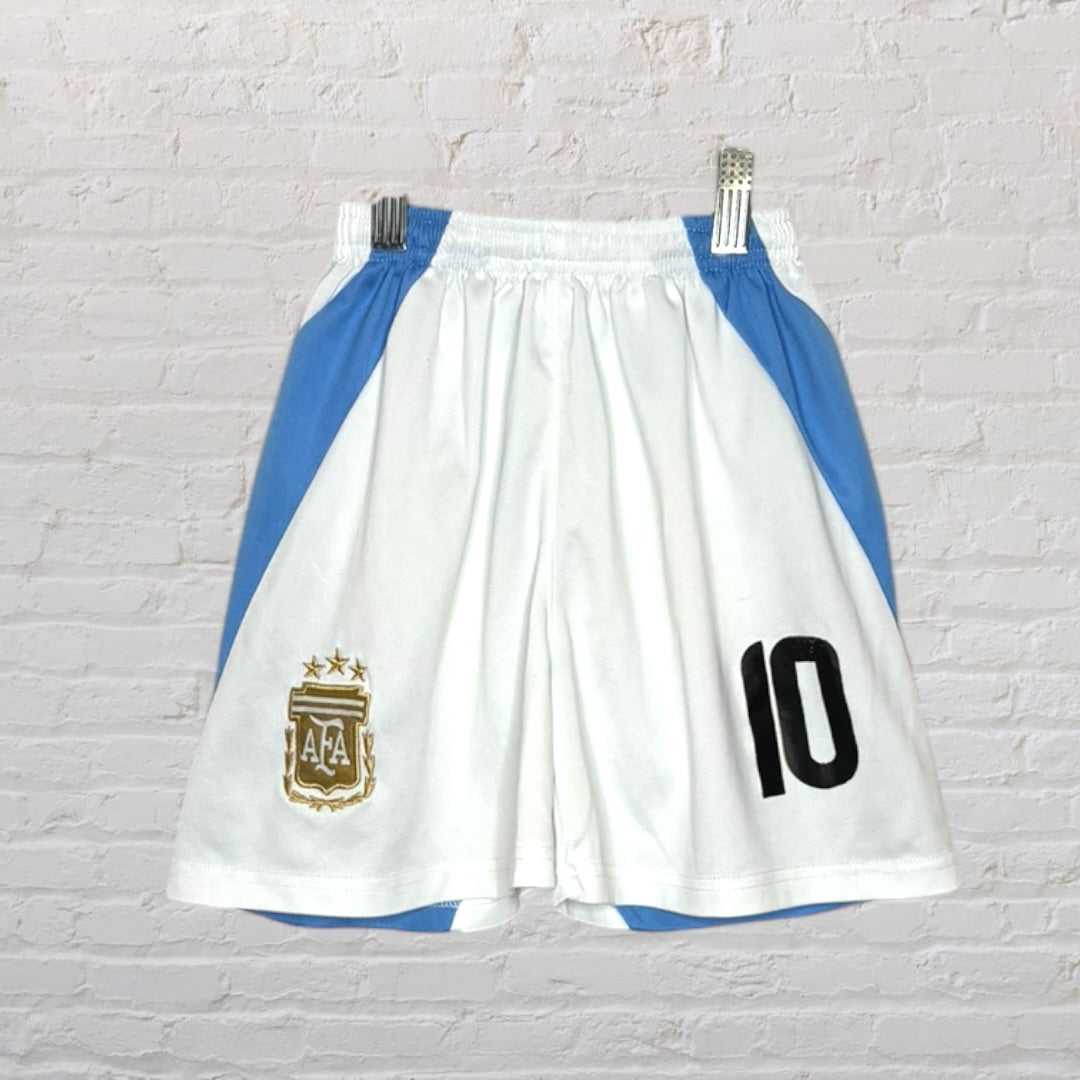 Argentina national team soccer kit with blue and white stripes, featuring number 10 and AFA crest.