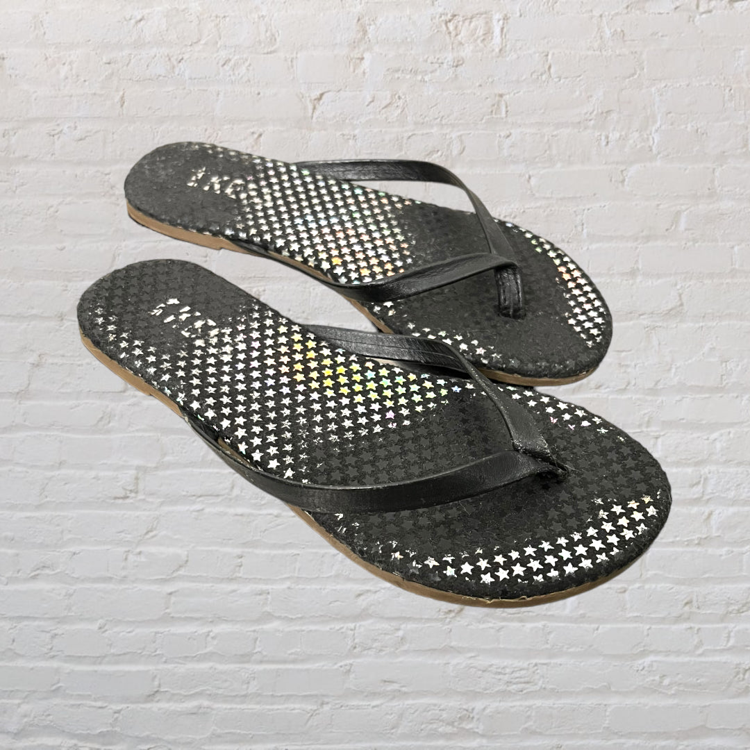 Tkees Leather Metallic Star Flip Flops (12)