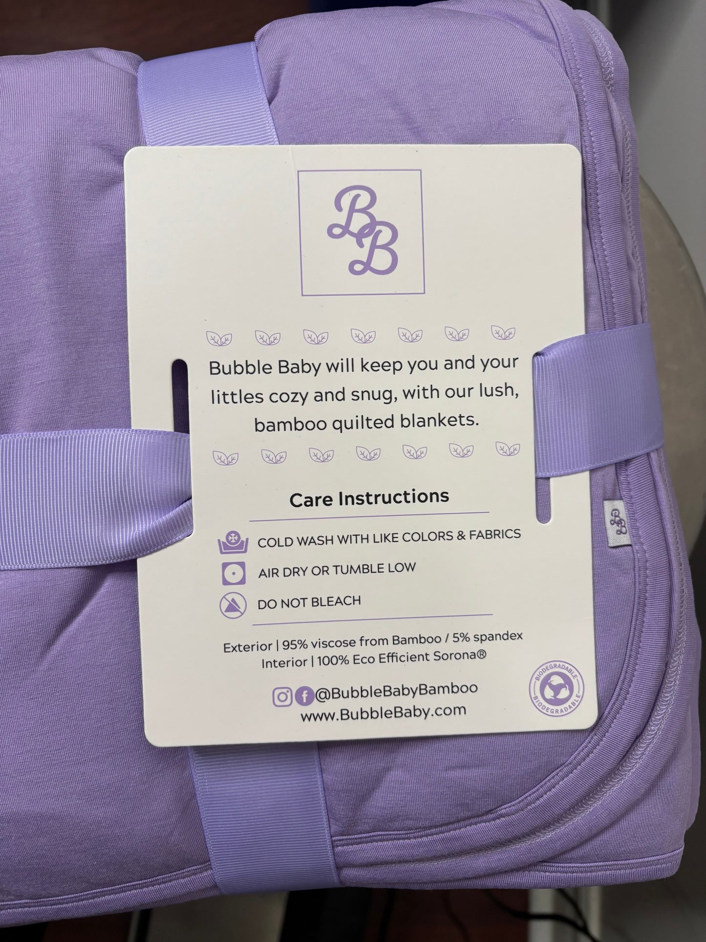 NEW! Bubble Baby Bamboo Lavender Toddler Blanket