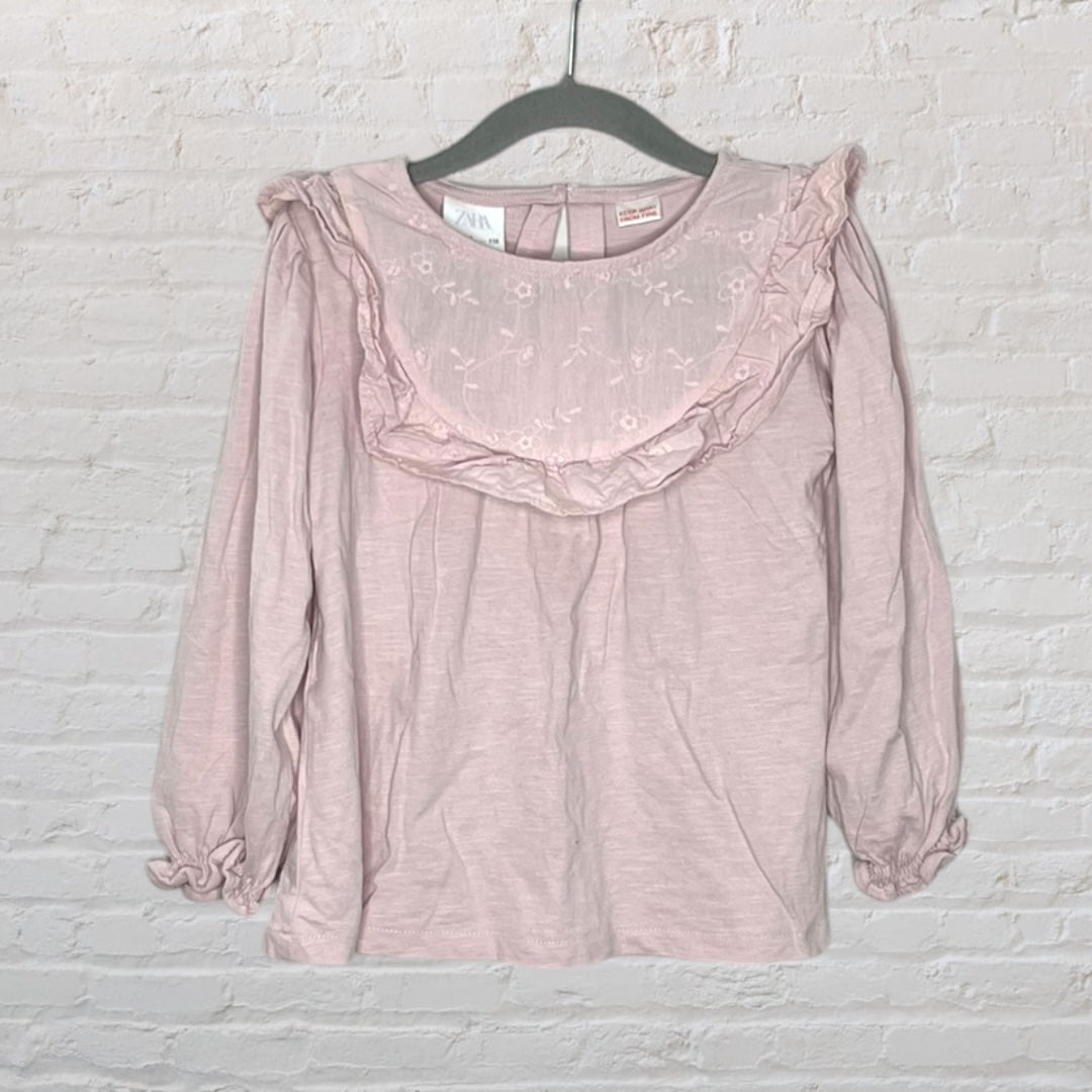 Zara Embroidered Floral Bib Long-Sleeve (4-5)