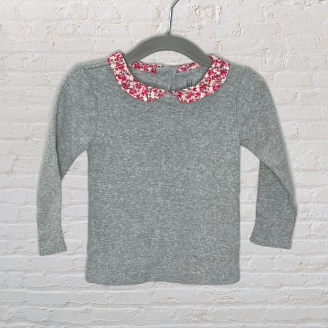 Gap Floral Collar RIbbed Long-Sleeve (18-24)