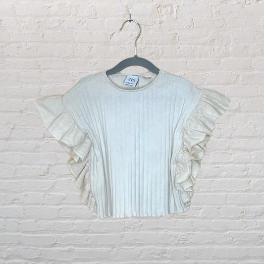 Zara Boxy Ribbed Ruffle Shirt - 4T