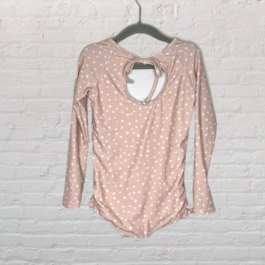 Current Tyed Polka Dot Ruffle Rash Guard Swimsuit (6-7)