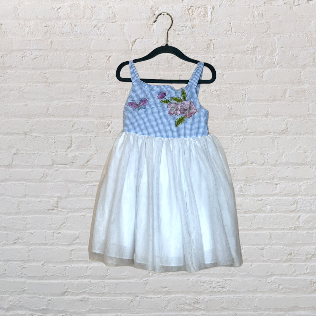 Floral Gingham Dress With Tulle Skirt - 5T