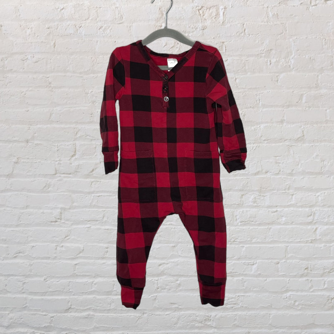 Smash & Tess Buffalo Plaid Pocket Romper (3T)