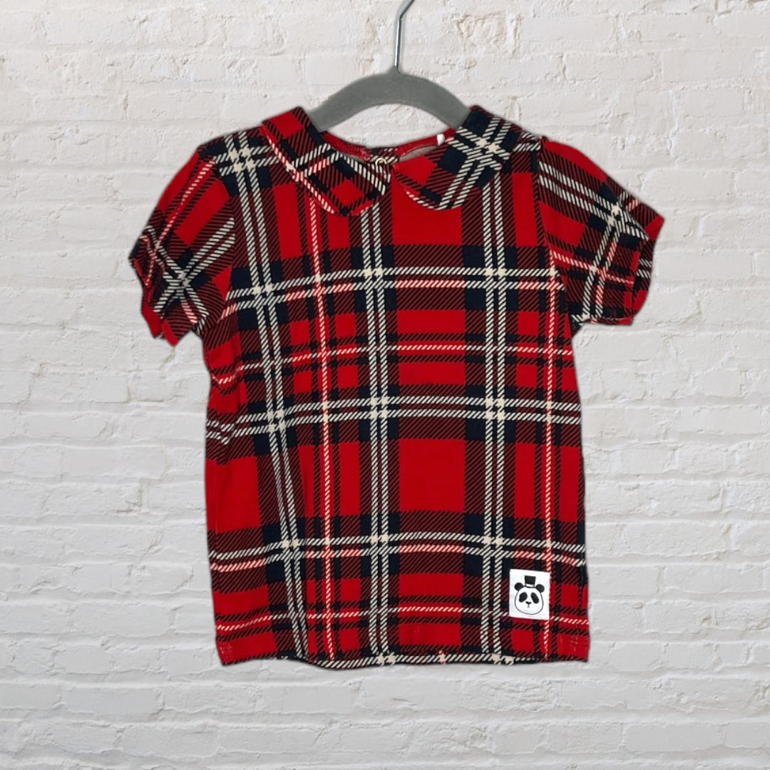 Mini Rodini Peter-Pan Collar Plaid T-Shirt (4-5)
