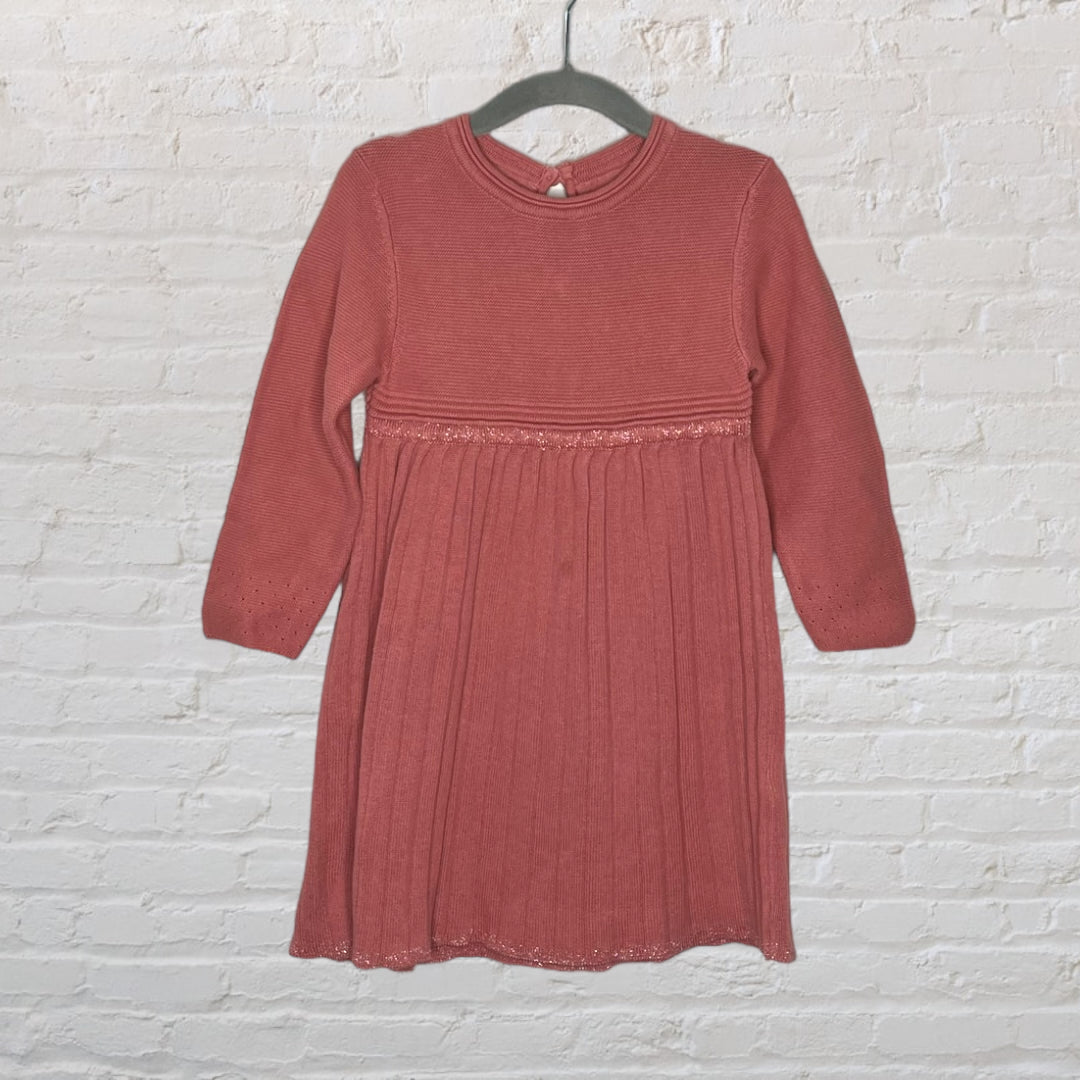 M&S Knit Sparkle Pleated Dress (2T)