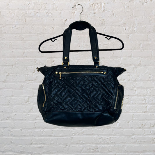 Quilted Diaper Bag With Leather Detail -
