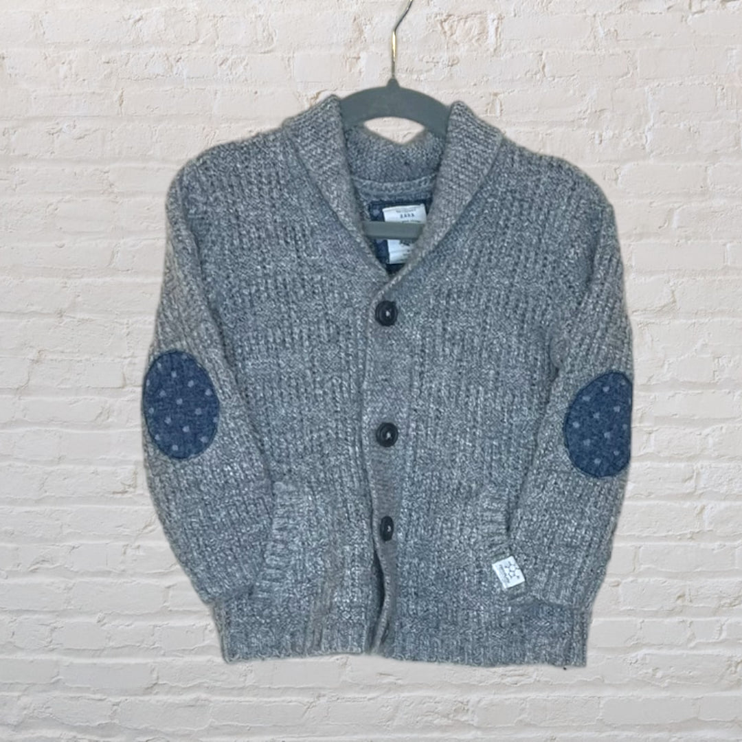 Zara Chunky Knit Elbow Patch Cardigan (3T)