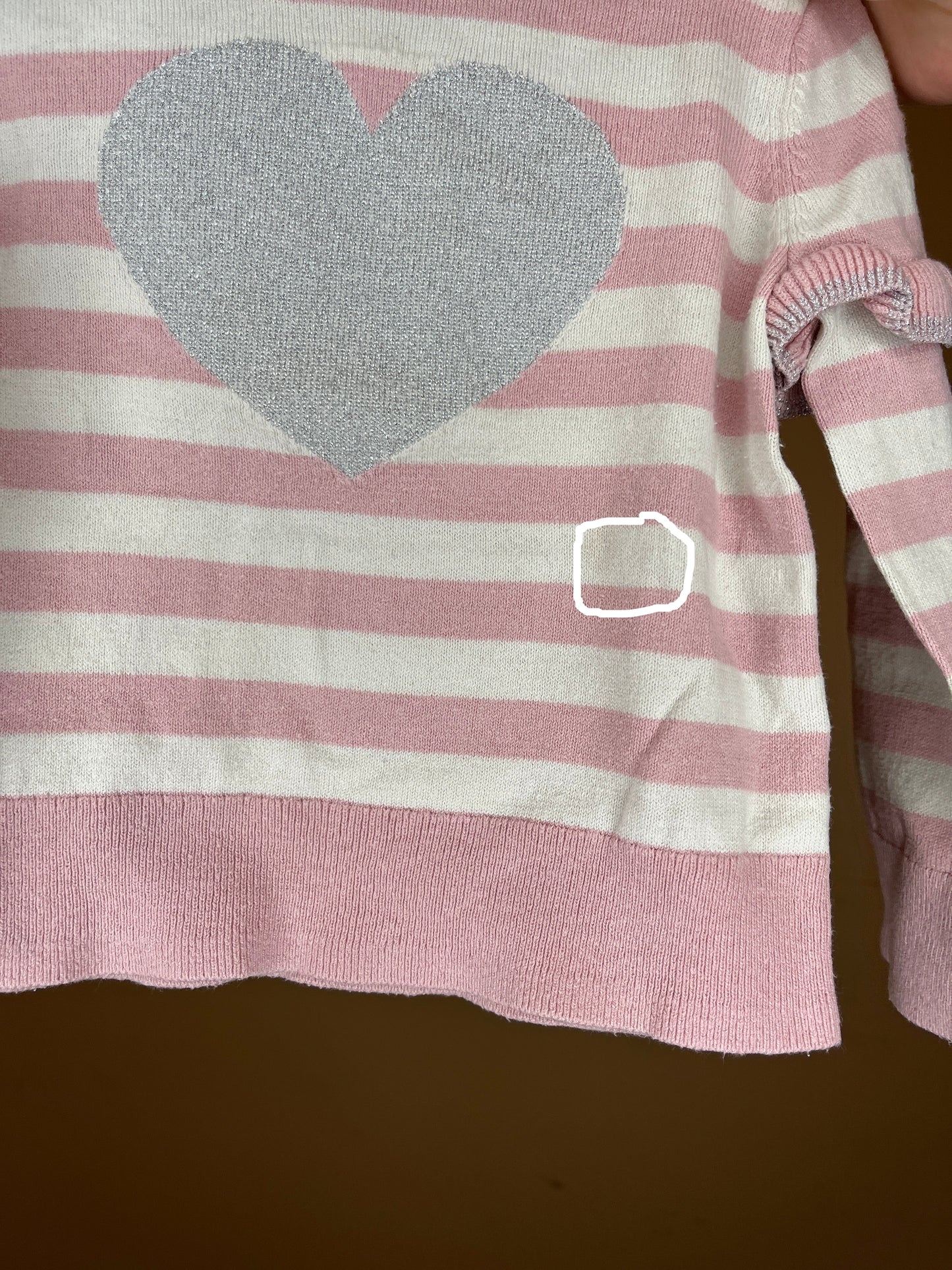 Gap Striped Glitter Heart Sweater (2T)
