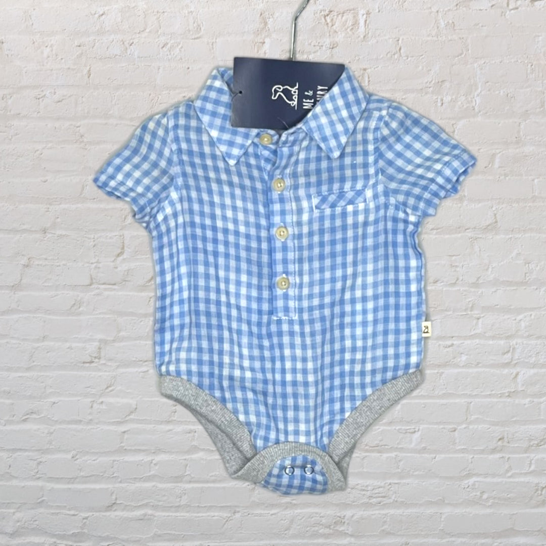 Me & Henry Gingham Woven Onesie (3-6)