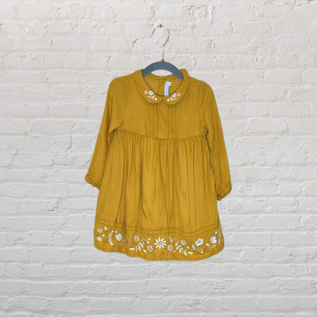 Embroidered Floral Peter Pan Collar Dress - 18-24