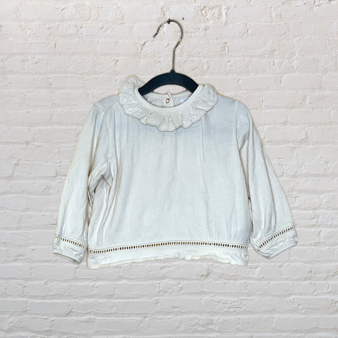 Textured Eyelet Collar Long-Sleeve - 18-24