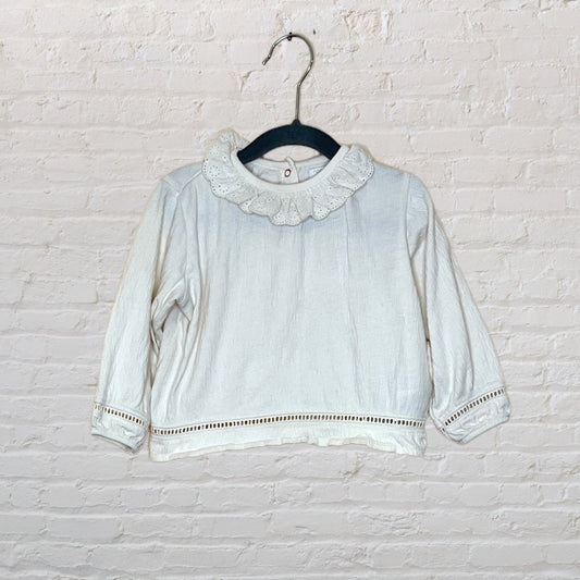 Textured Eyelet Collar Long-Sleeve - 18-24