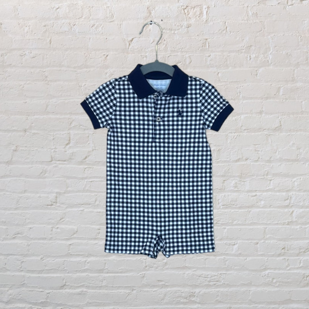 Ralph Lauren Collared Gingham Shortie Romper - 6M