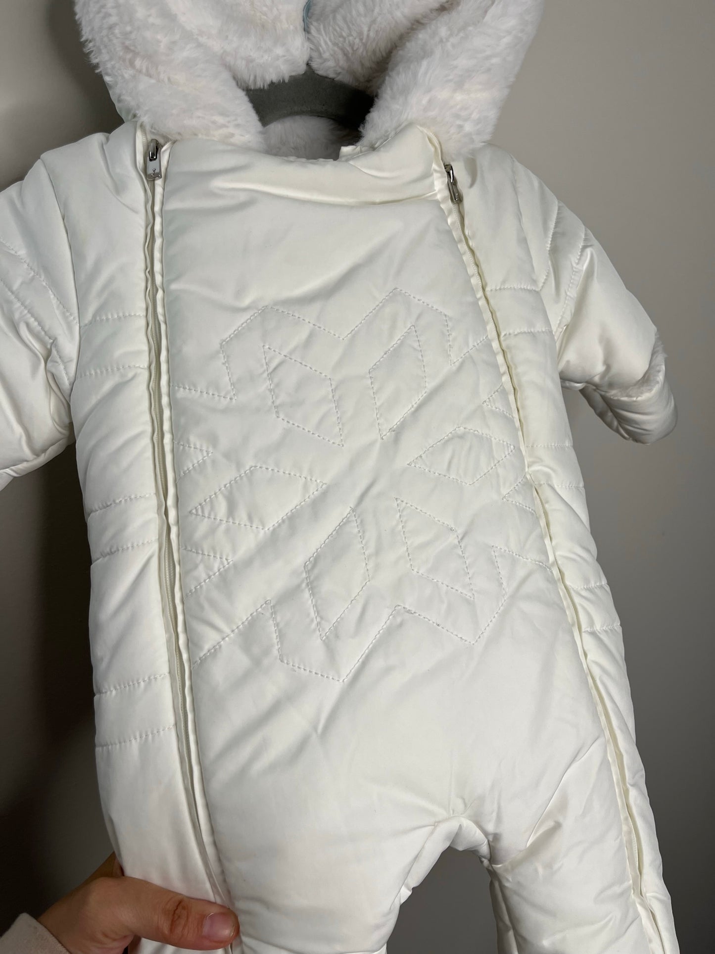 Jacadi Faux Fur Lined Snowflake Bunting Suit (3M)
