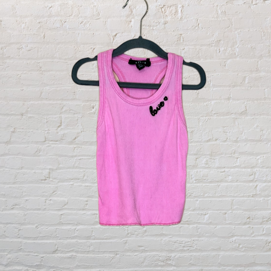 Flowers By Zoe Embroidered 'Love' Ribbed Tank (4T)*