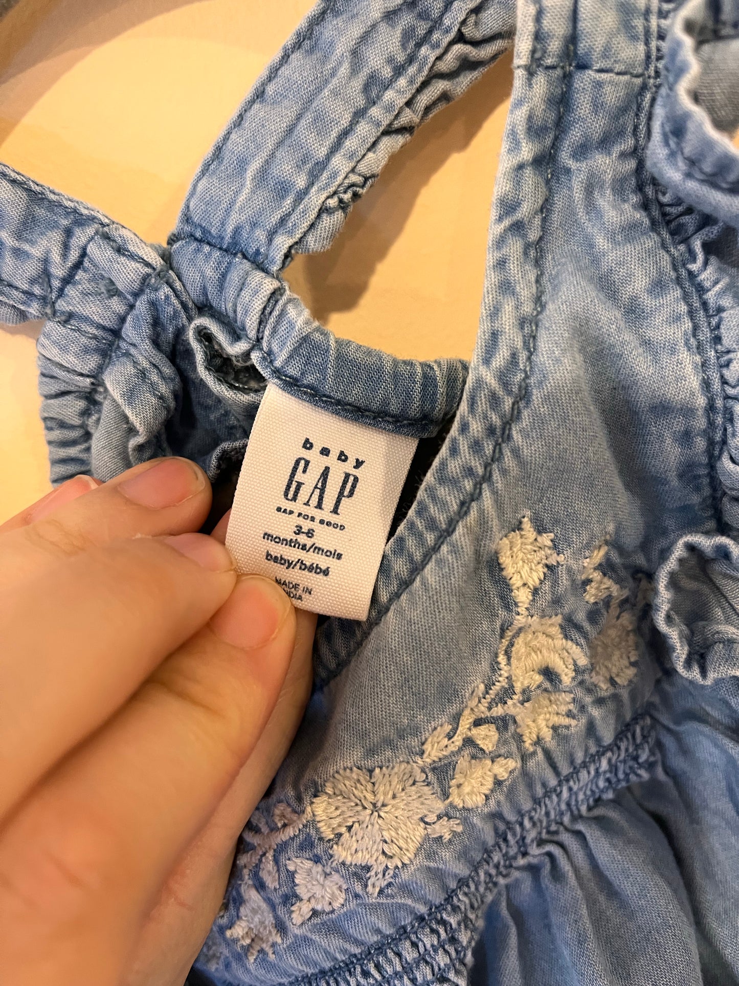 Gap Embroidered Chambray Romper (3-6)