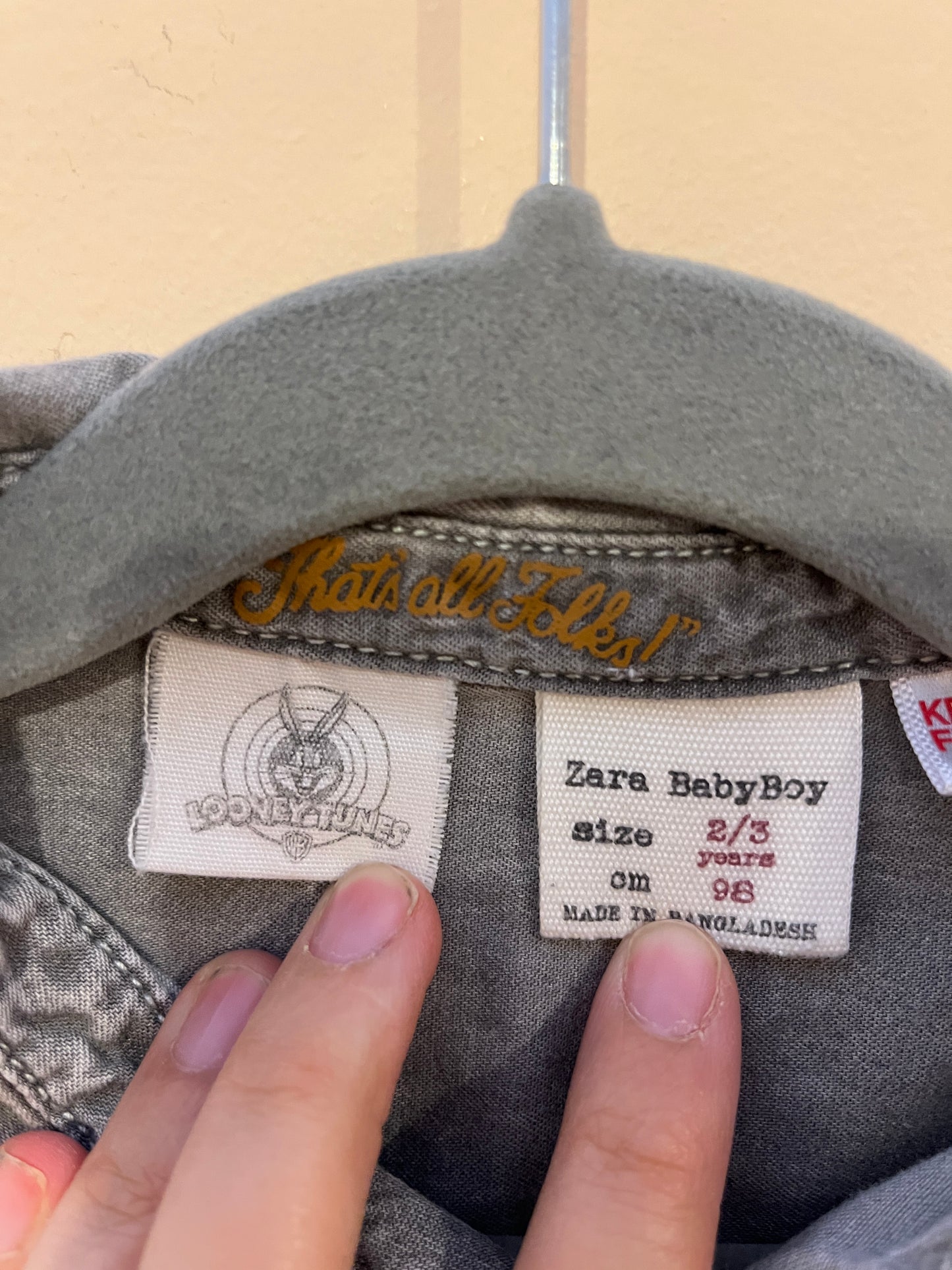 Zara x Looney Tunes Sylvester Patch Chambray Shirt (3T)