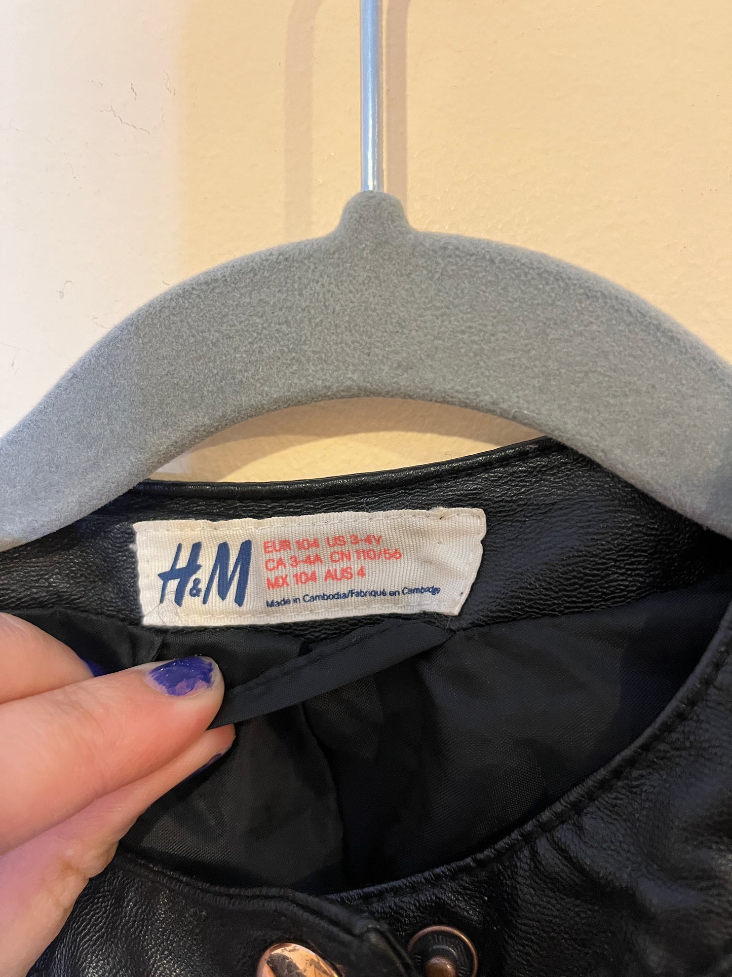 H&M Quilted Faux Leather Biker Jacket (4T)