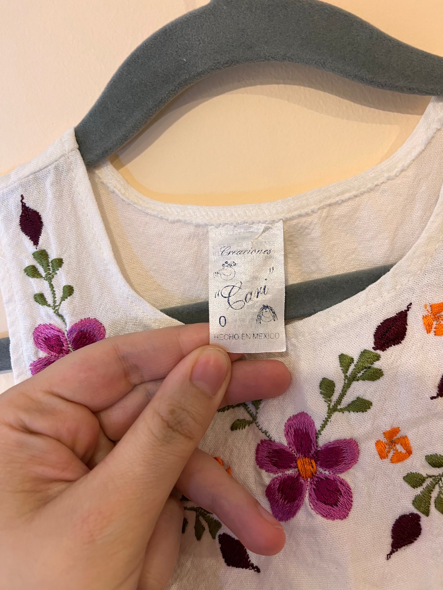 Handmade Embroidered Floral Dress (6-12)