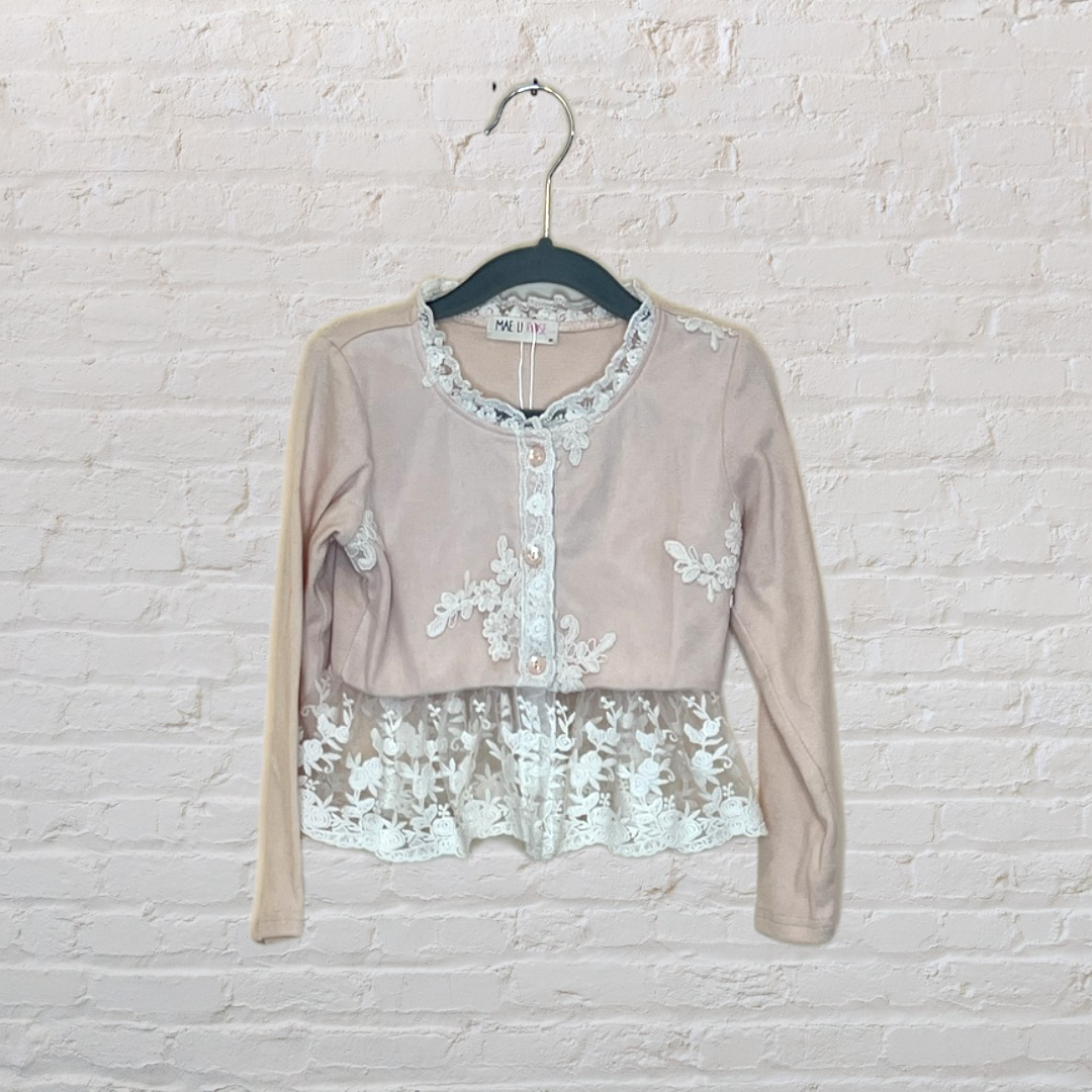 MaeLi Rose Lace Peplum Cardigan (4T)