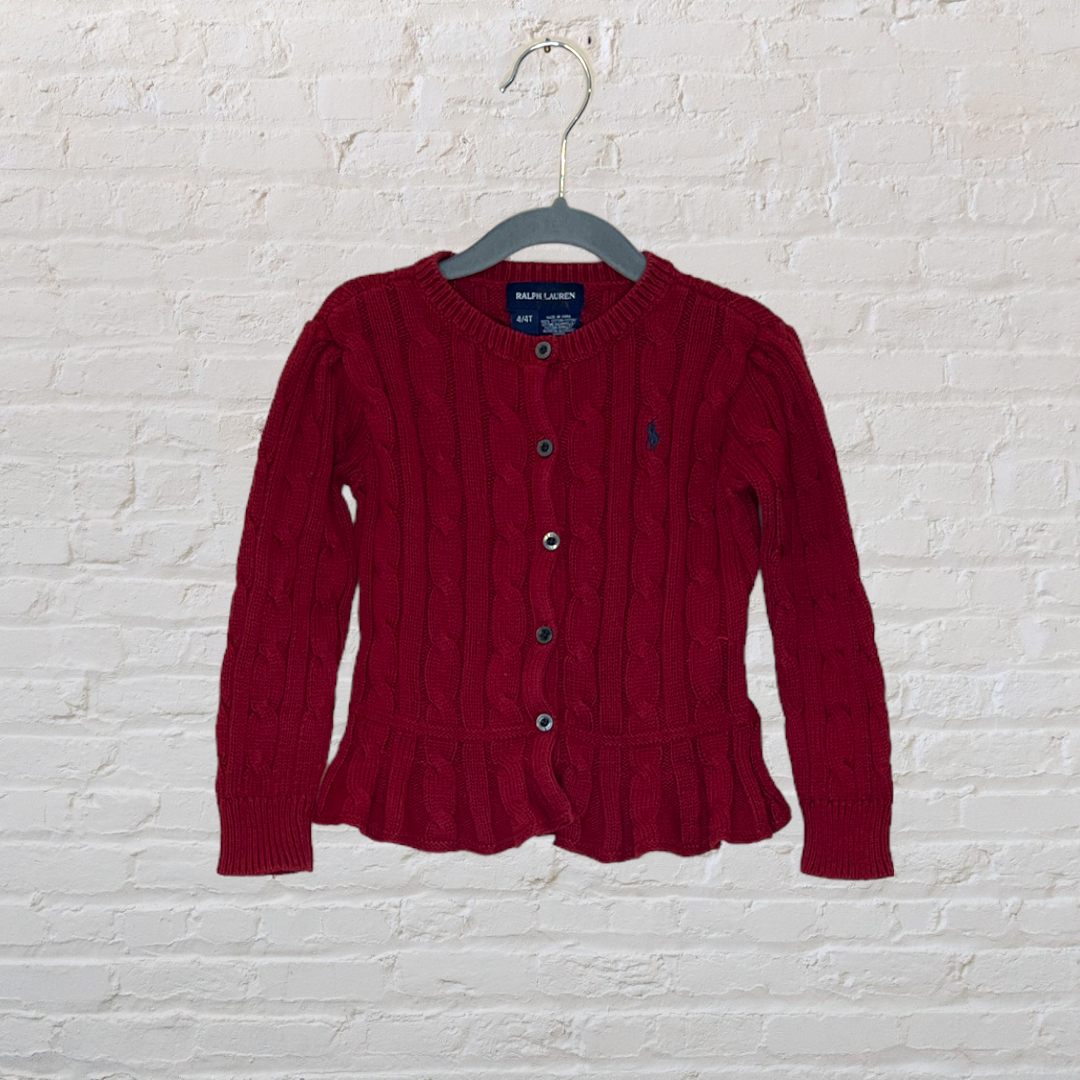 Ralph Lauren Cable Knit Peplum Cardigan (4T)