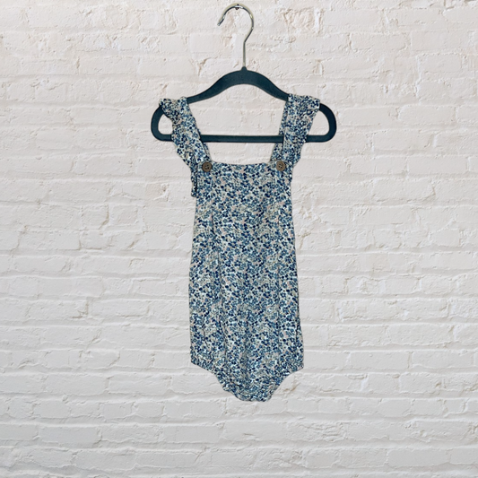 Wheat Floral Ruffle Romper (12M)