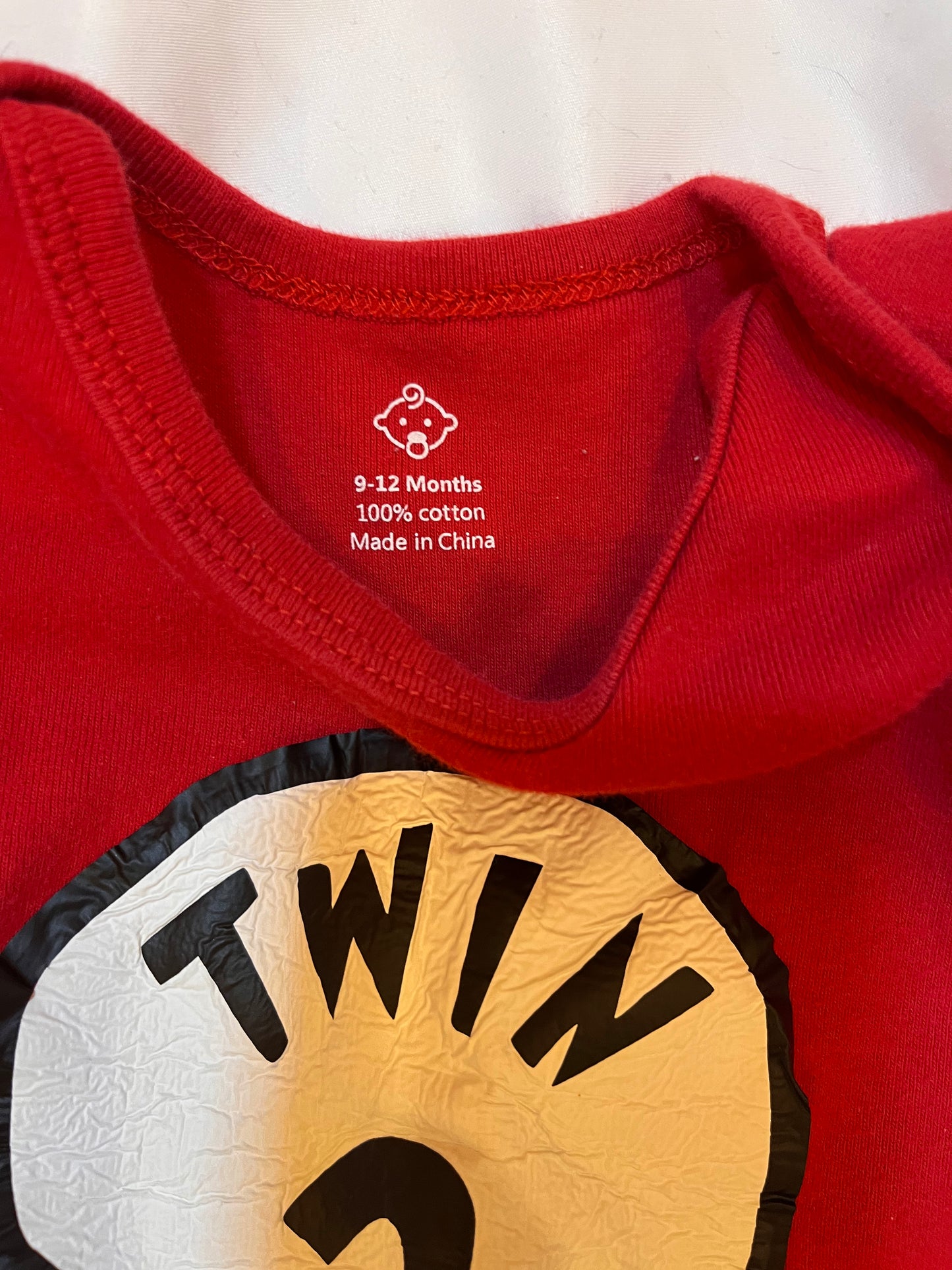 Unknown Brand Twin 1 & Twin 2 Onesie Set (9-12)