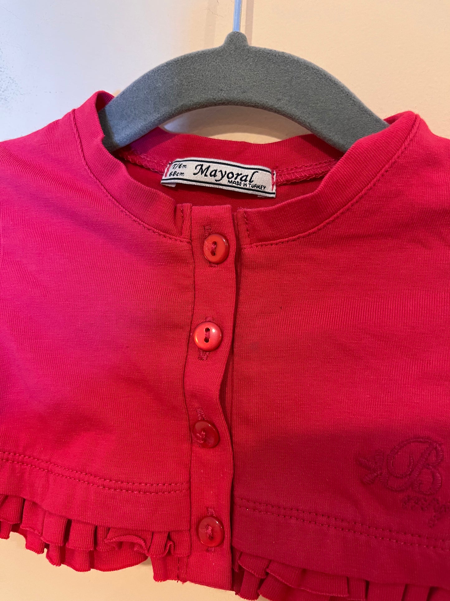 Mayoral Button Up Ruffle Shrug (6M)