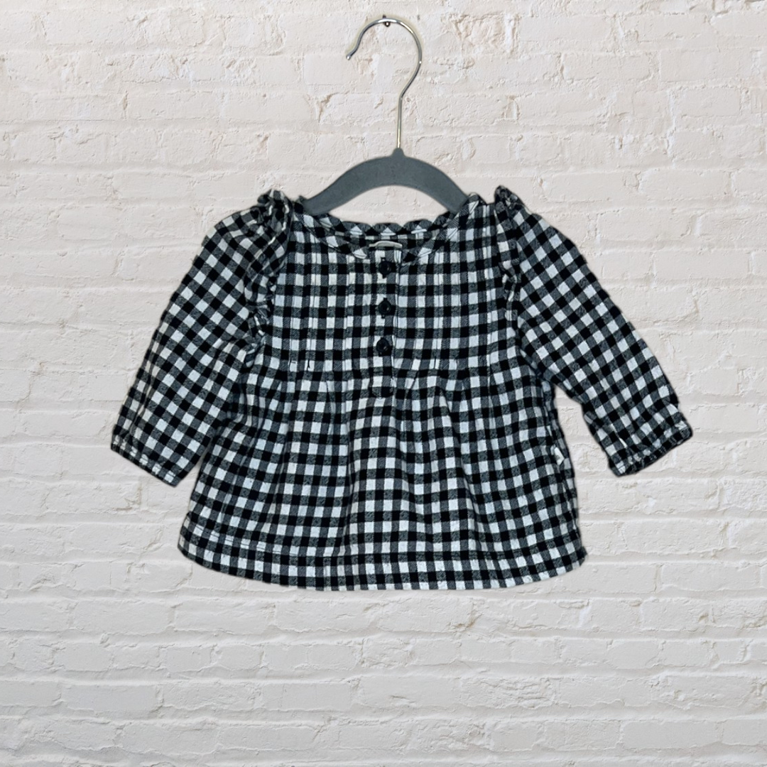 Gap Organic Gingham Ruffle Long-Sleeve (0-3)