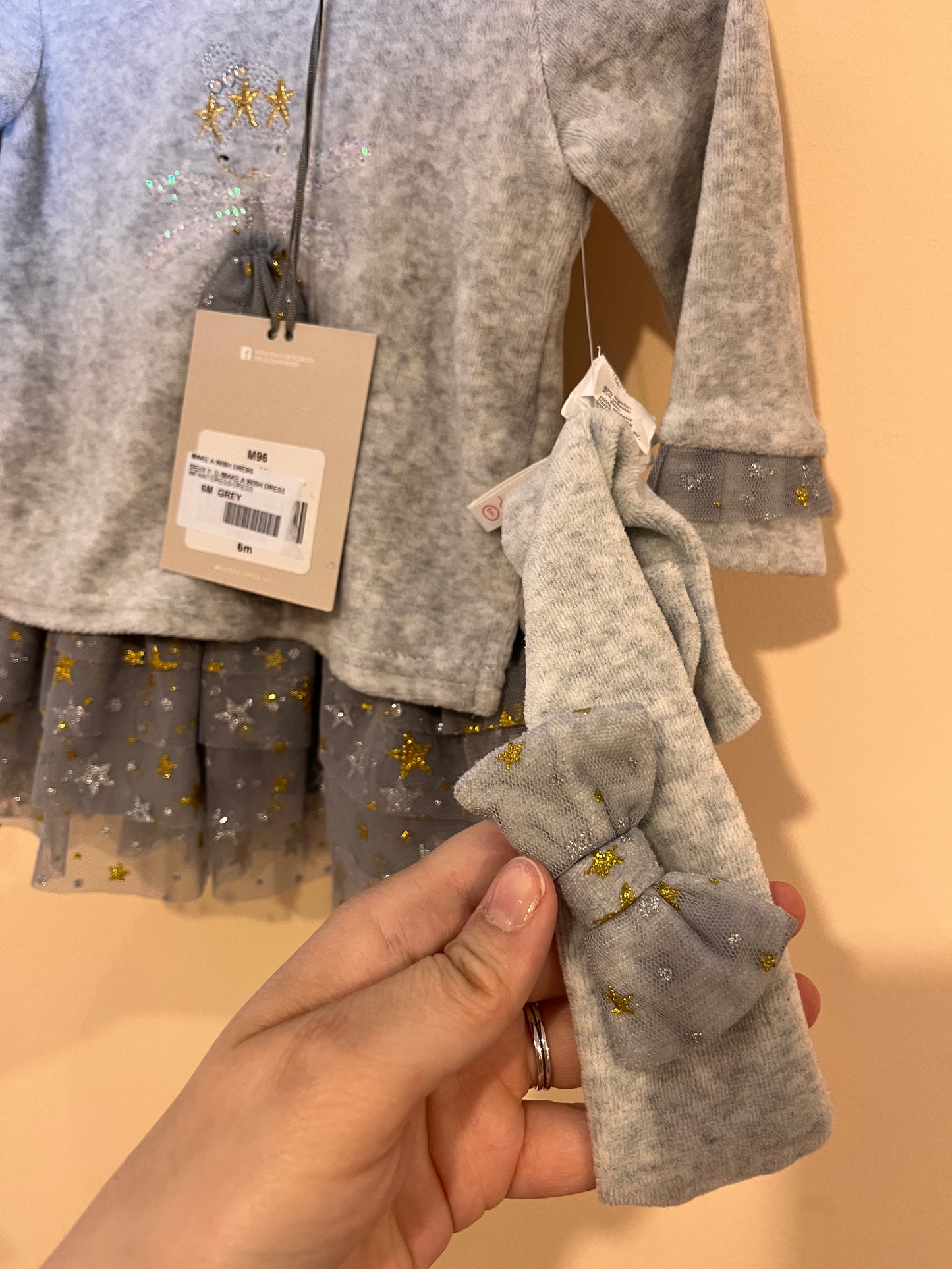 NEW! Deux Par Deux Sparkly Fairy Fleece Dress & Headband Set (6M)