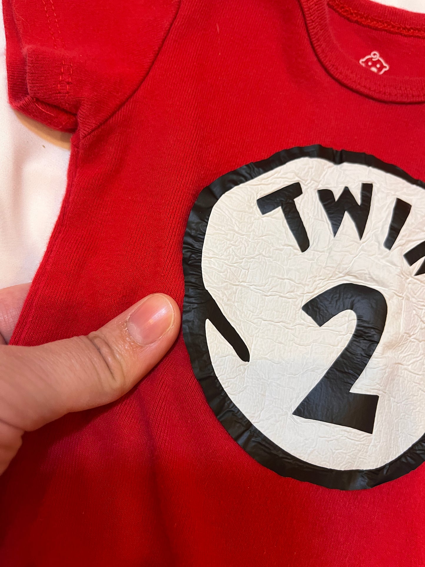 Unknown Brand Twin 1 & Twin 2 Onesie Set (9-12)