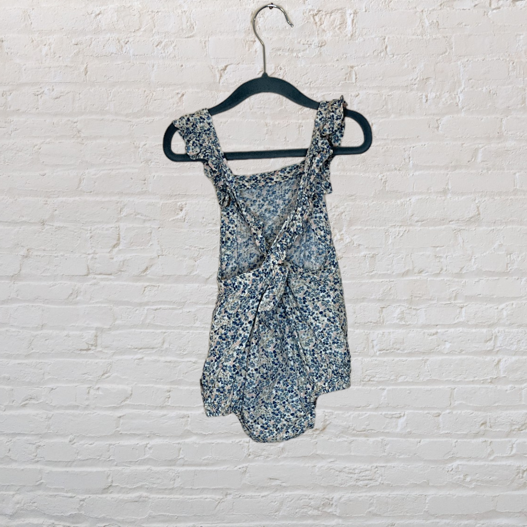 Wheat Floral Ruffle Romper (12M)