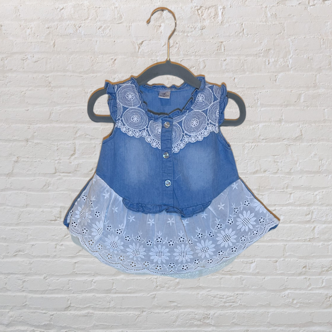 Beiqiniao Chambray Sleeveless Ruffle Shirt (24M)