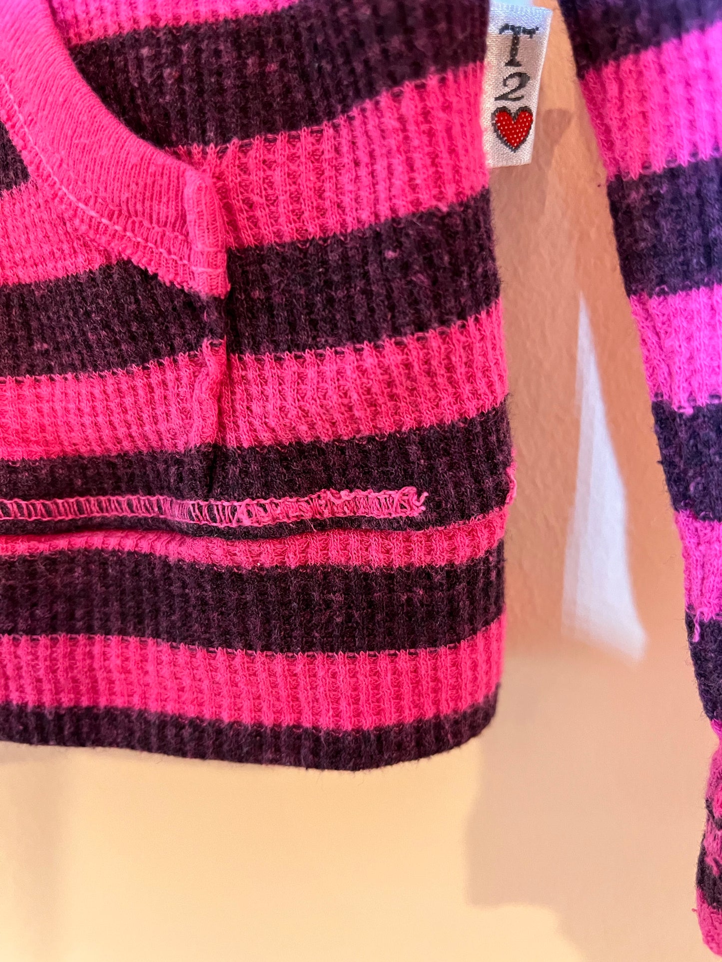 T2 Love Striped Thermal Hooded Long-Sleeve (4T)
