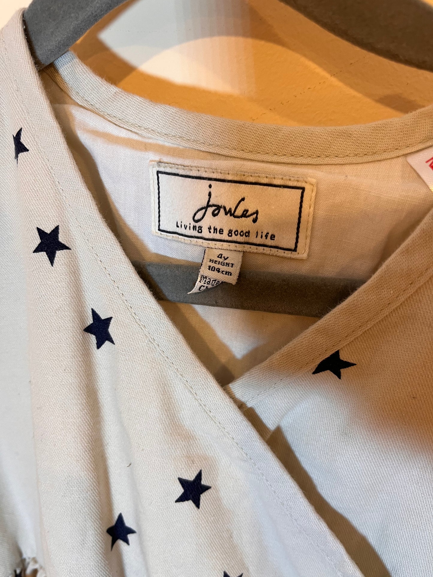 Joules Linen Star Dress With Waist Tie (4T)