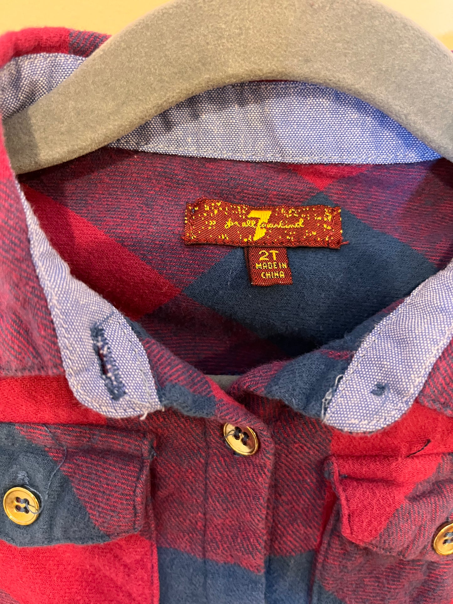 7 For All Mankind Tie-Front Plaid Shirt (2T)