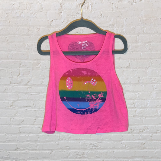 Flowers By Zoe Rainbow Smiley Crop Tank (4T)