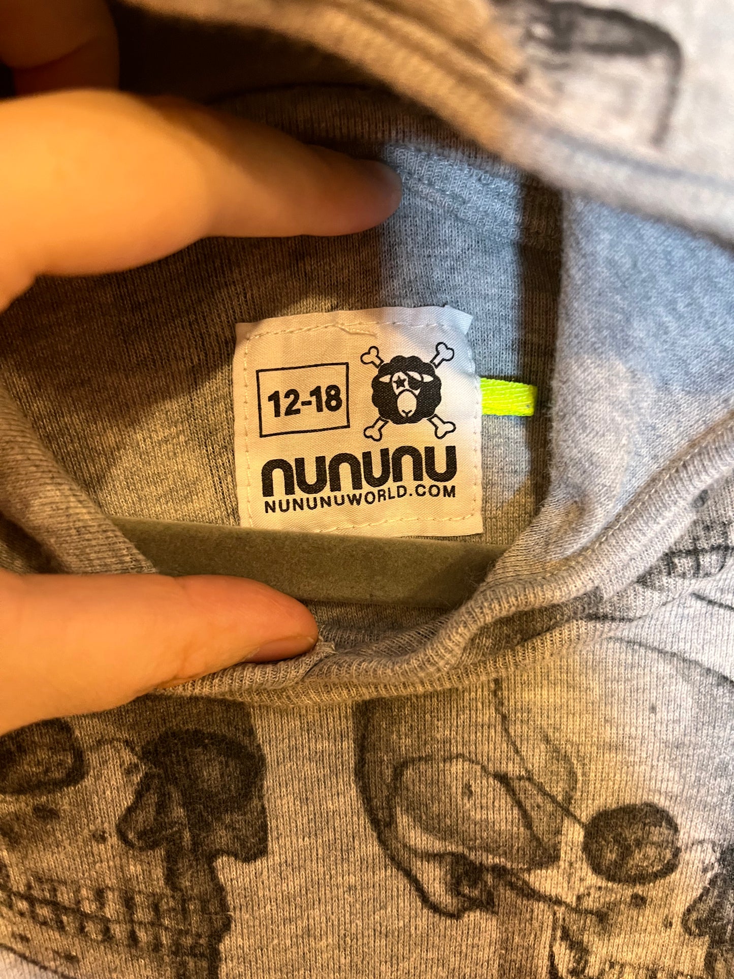Nununu Hooded Skulls Romper (12-18)