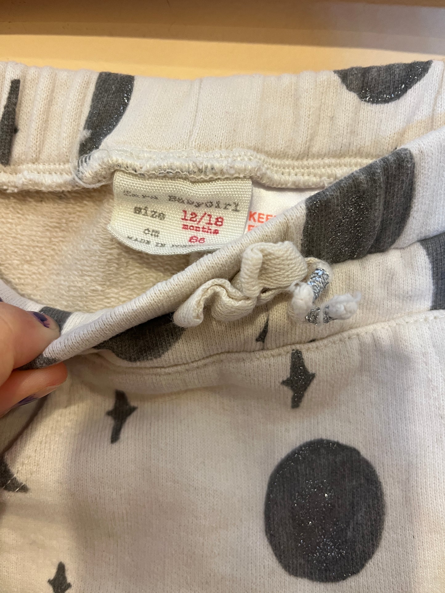 Zara Moon & Stars Kangaroo Pocket Joggers (12-18)
