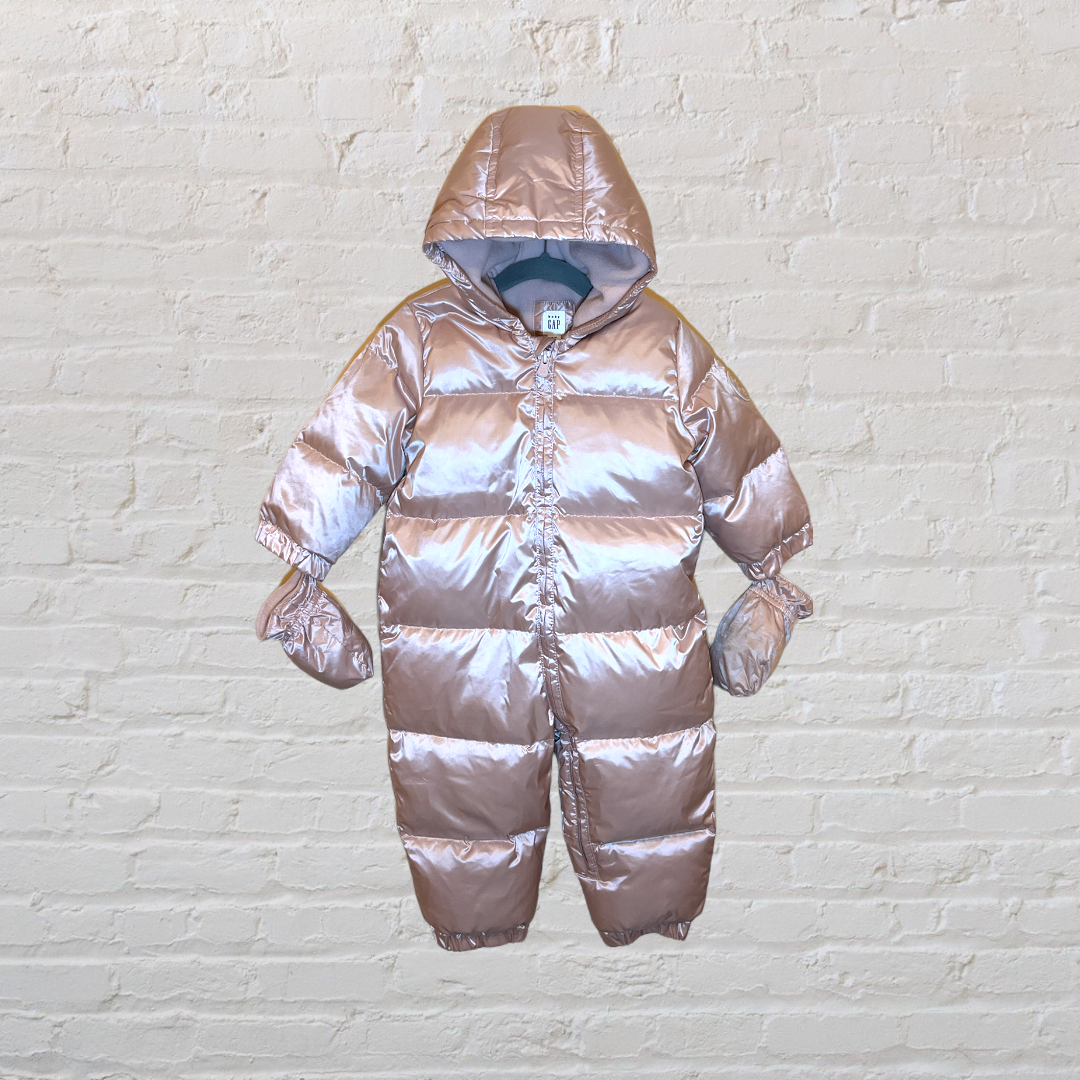Gap Metallic Down Snowsuit With Detachable Mittens (18-24)