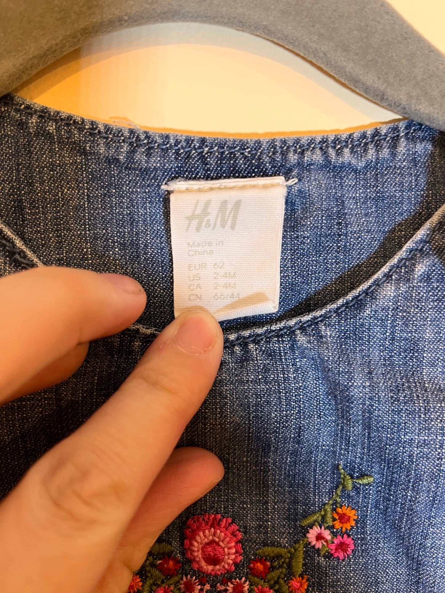 H&M Embroidered Denim Dress (3-6)