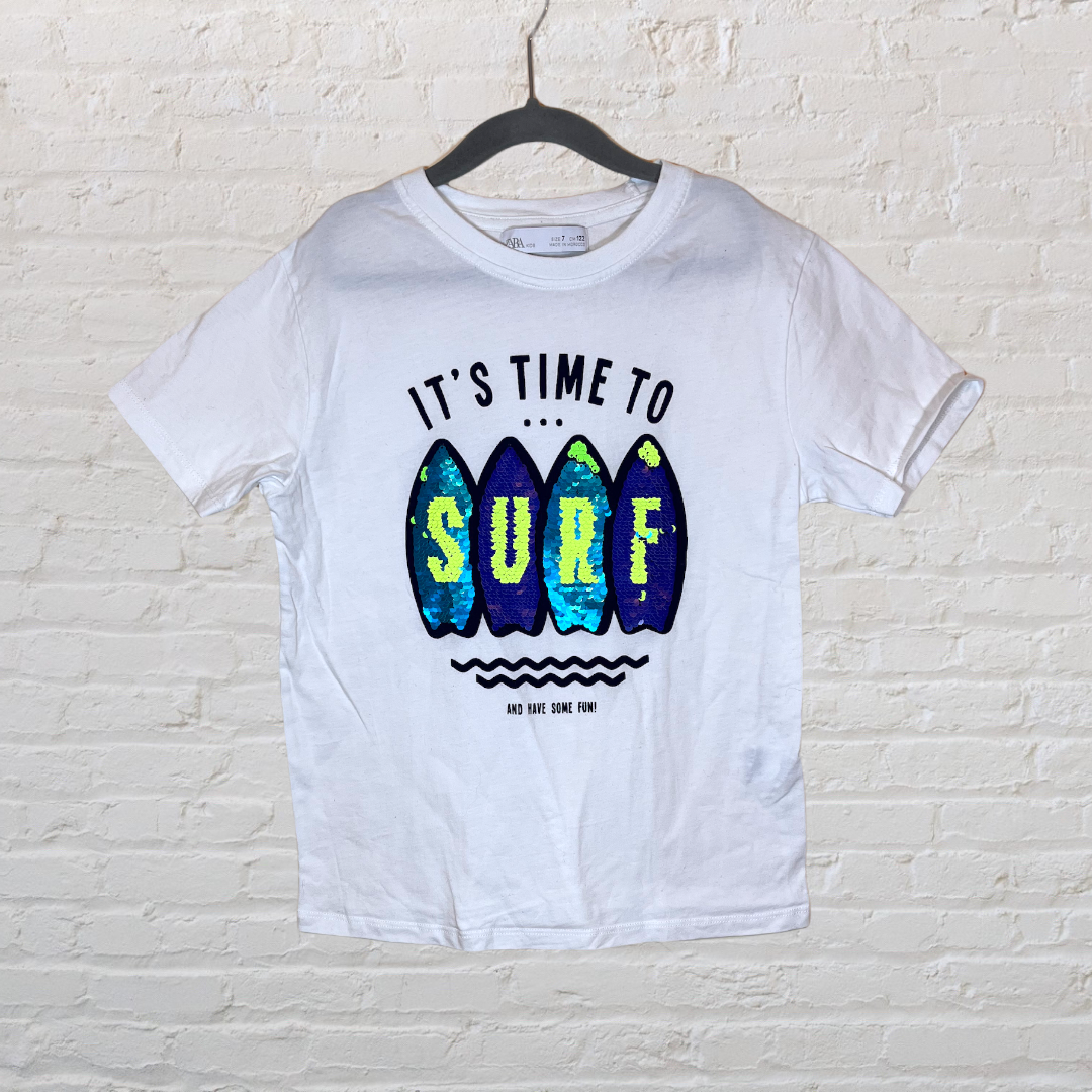 NEW! Zara "It's Time To Surf" Flip Sequin T-Shirt (7)