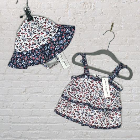 Janie and Jack Floral Hat & Tank Set (18-24)