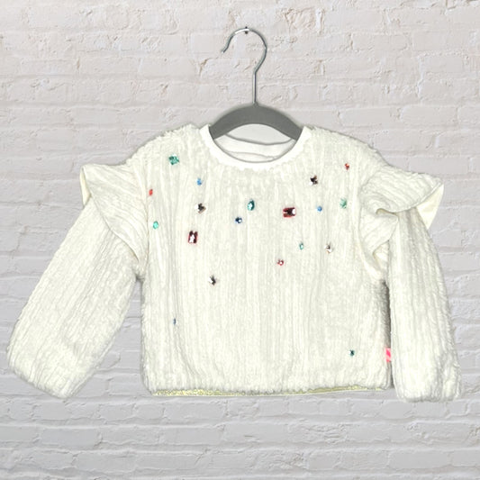 Billieblush Faux Fur Jewelled Sweater (3T)