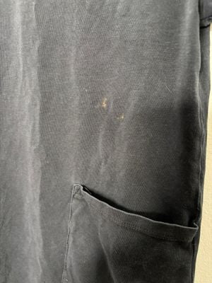 Black Mini Rodini dress with short sleeves and front pockets, featuring a small panda logo patch.