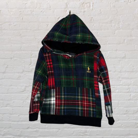 Multicolour plaid hooded sweatshirt with Polo logo embroidered on the chest.