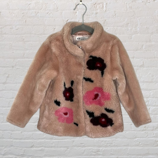 H&M Faux Fur Floral Coat (4T)