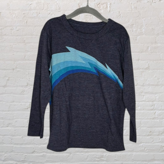 Navy long sleeve t-shirt featuring a blue lightning bolt design.